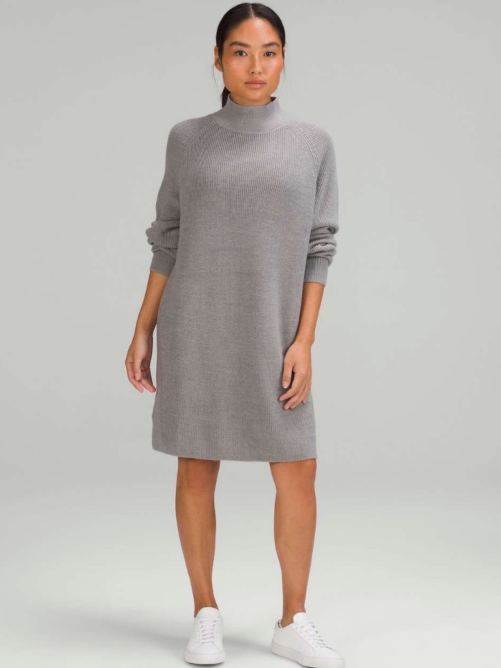 Lululemon Merino Wool-Blend Knit Dress Heathered Gull Grey Sz 6